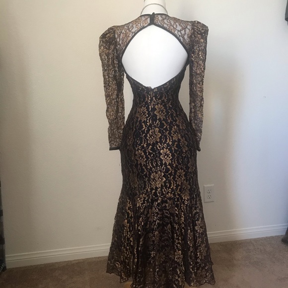 Beautiful Vintage Elegant mermaid dress black and copper - Picture 4 of 10